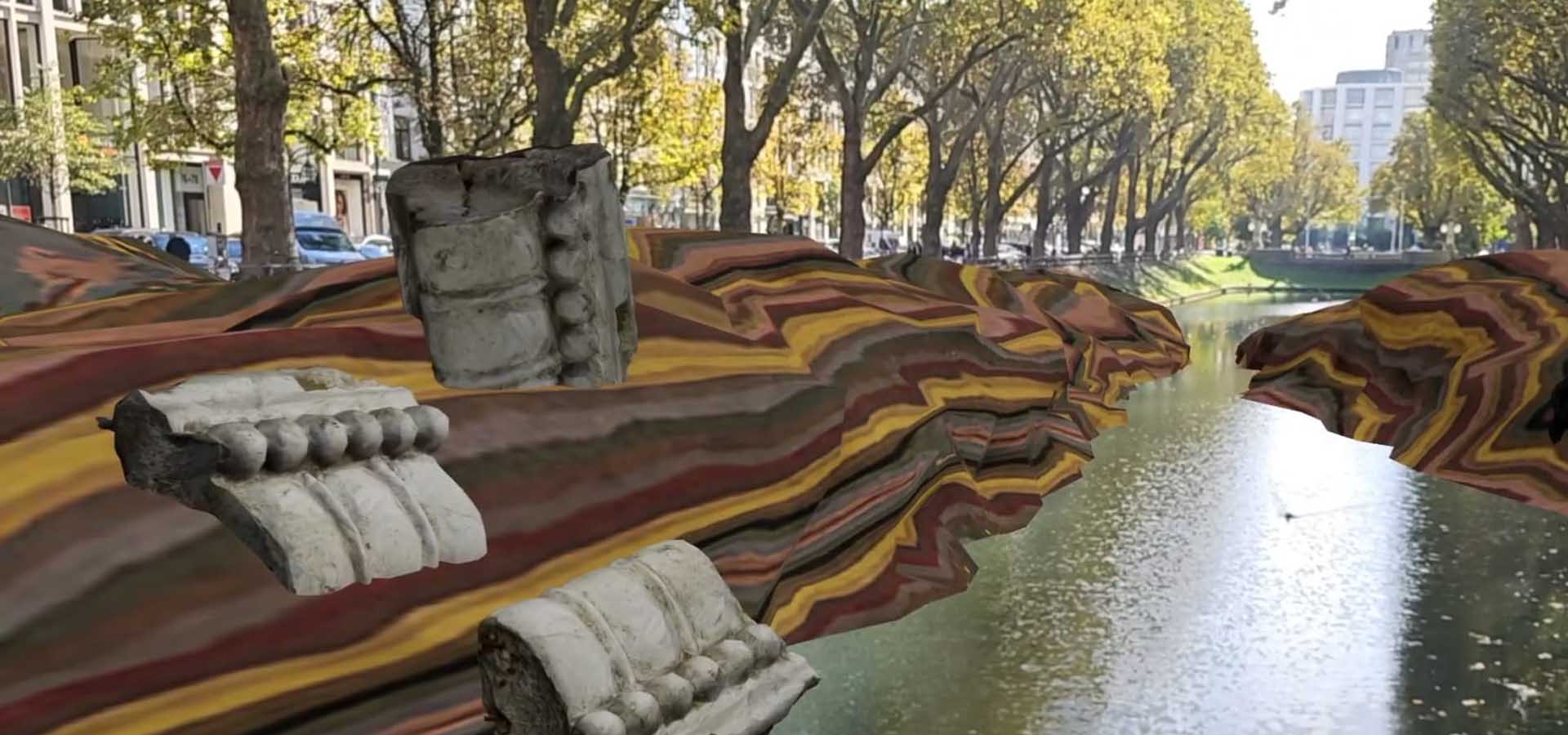 Blick auf den Kö-Graben mit Augmented Reality